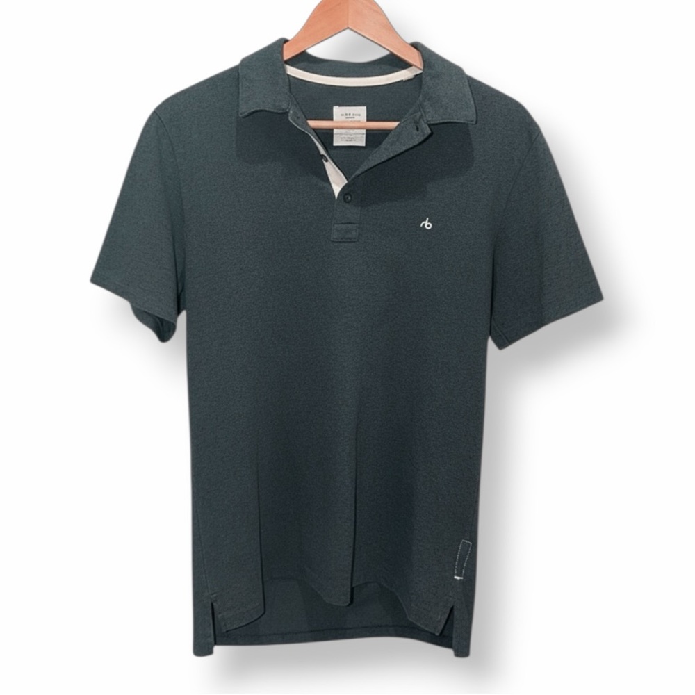 Rag & Bone Polo Shirt Mens Small Short Sleeve Logo Dark Green/Gray